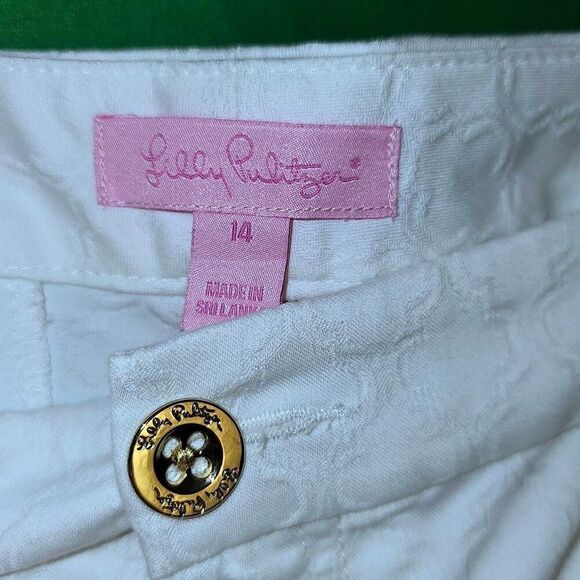Lilly Pulitzer Womens White Kelly Textured Ankle Skinny Pants 14 - Picture 5 of 6